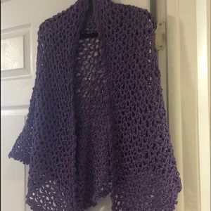 Hand crochet triangle shawl or scaef, Purple.